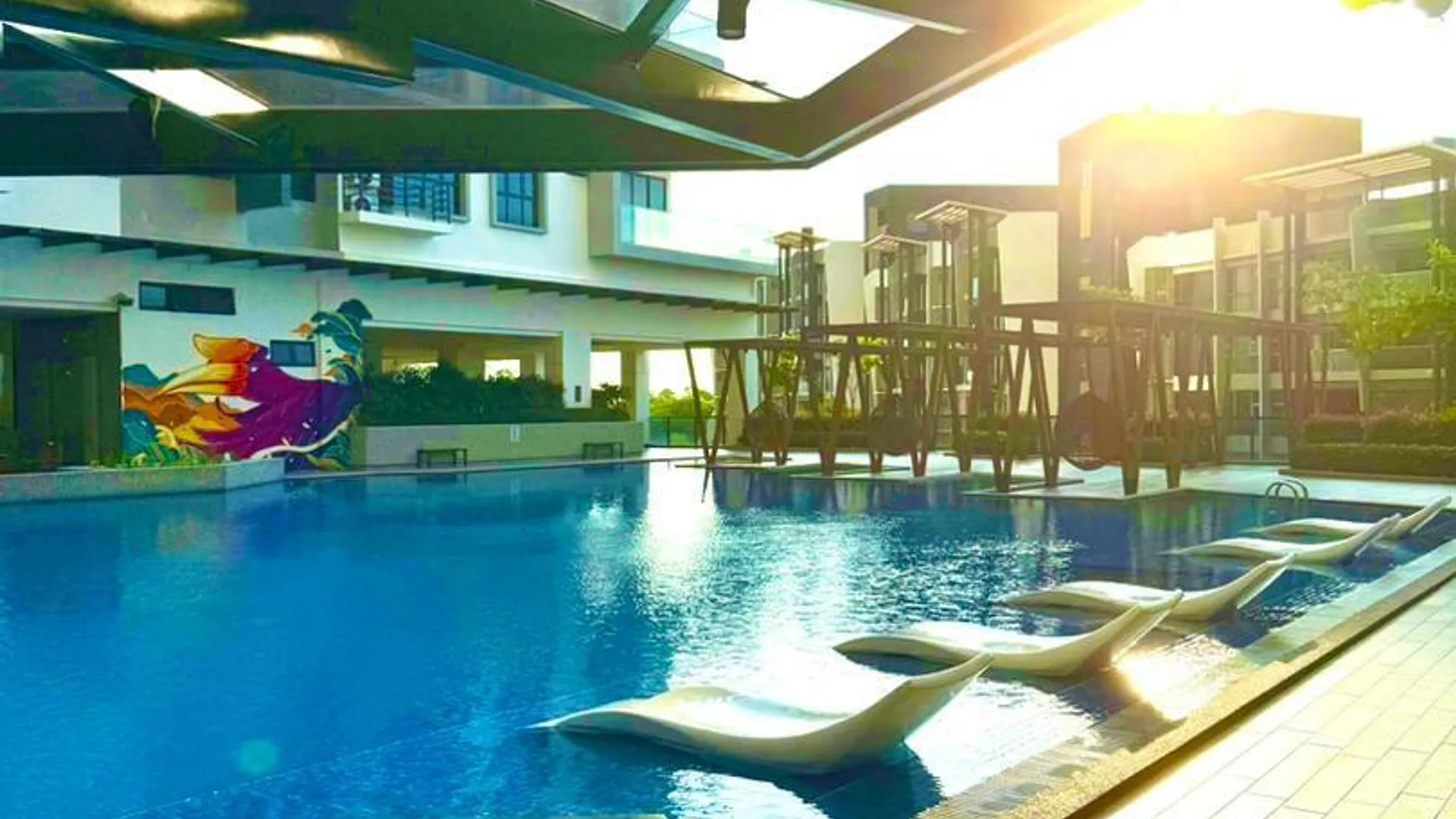 코타키나발루 크파얀의 아파트먼트 (m², 침실 2개, 프라이빗 욕실 2개) 2성급 싱글룸 수영장