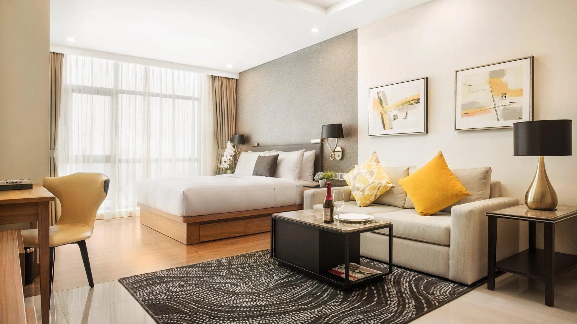 호치민 오크우드 레지던스 사이공 5성급 호텔 스위트룸