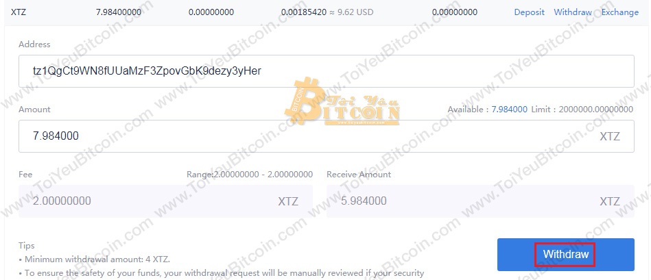 Cách nạp tiền XTZ coin vào ví TezBox. Ảnh 2