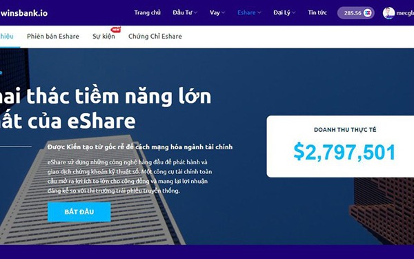 Giao diện website của Winsbank.