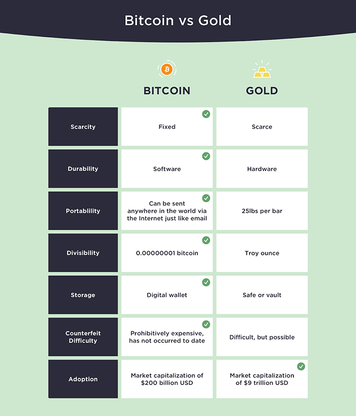 Lợi thế của Bitcoin so với vàng. Nguồn: Tyler Winklevoss