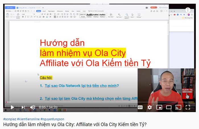 Một leader của Ola City mời gọi người xem tham gia "làm giàu" với nền tảng này