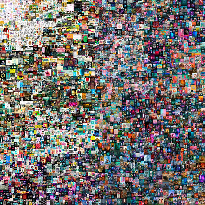 Tác phẩm dưới dạng NFT Everydays: The First 5000 Days của nghệ sĩ Beeple được bán với giá 69,4 triệu USD. Ảnh: Getty Images.