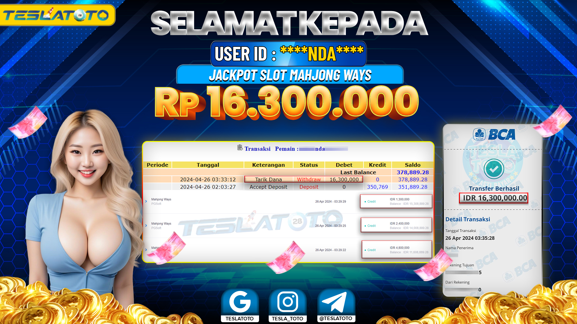 TESLATOTO JACKPOT SLOT MAHJONG WAYS Rp. 16.300.000 LUNAS
