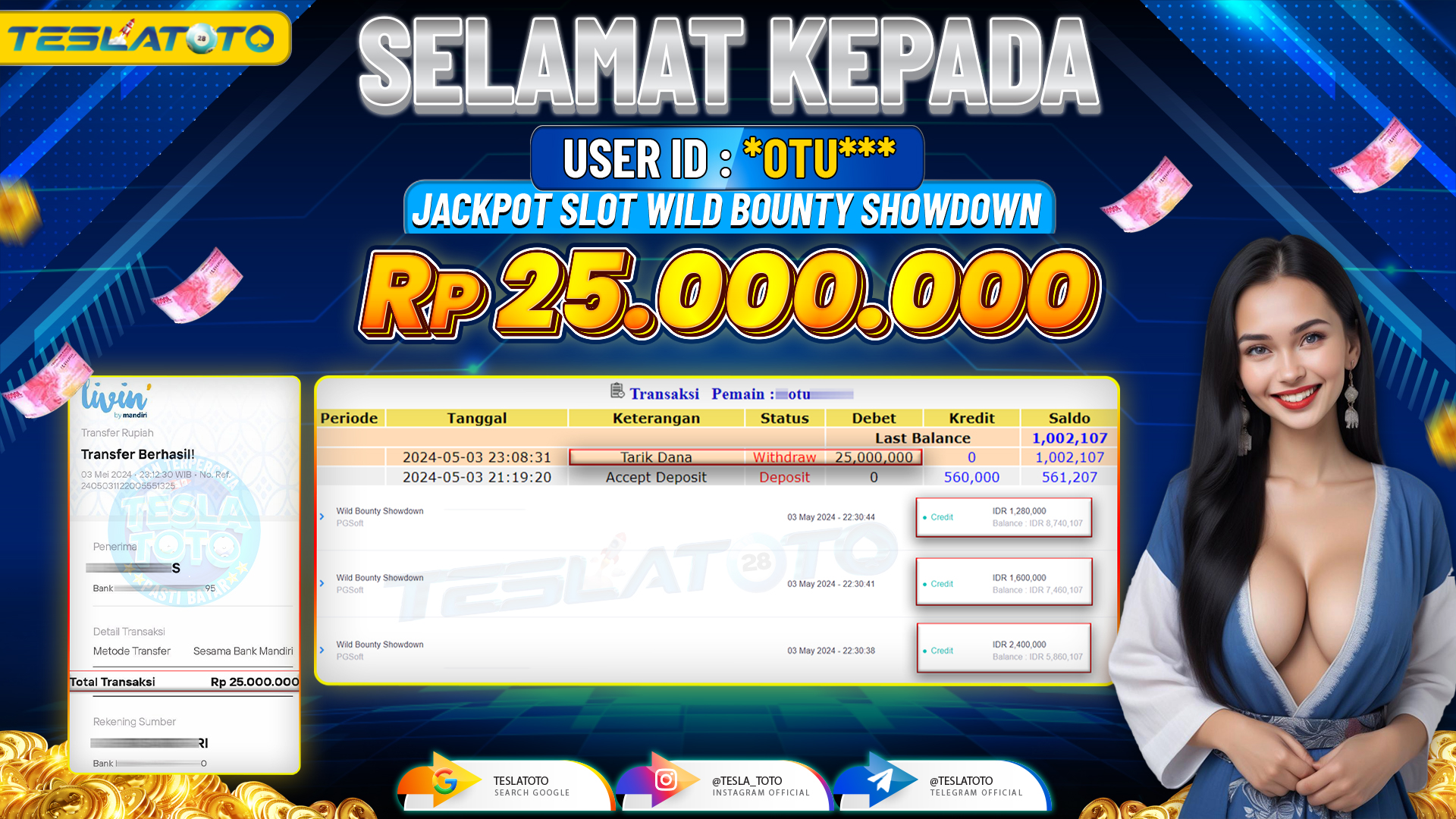 TESLATOTO JACKPOT SLOT WILD BOUNTY SHOWDOWN Rp. 25.000.000 LUNAS