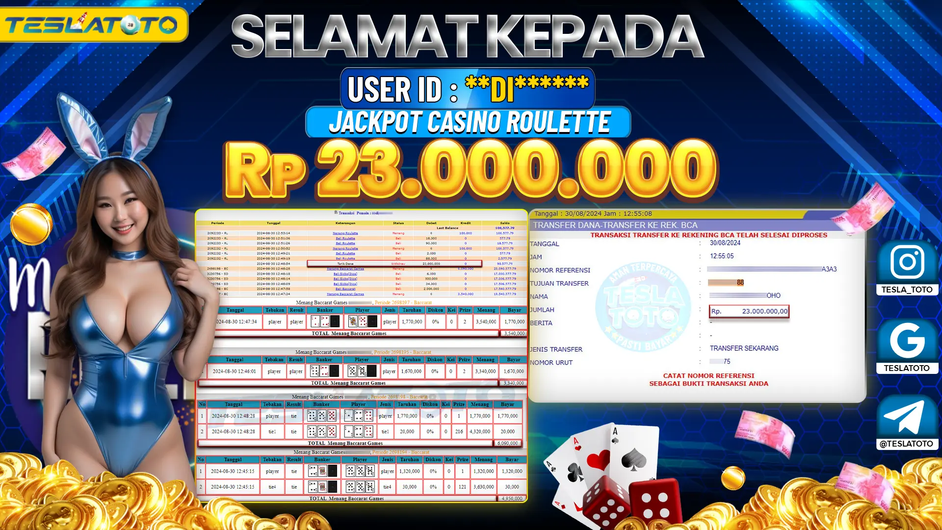 TESLATOTO JACKPOT CASINO ROULETTE Rp. 23.000.000 LUNAS