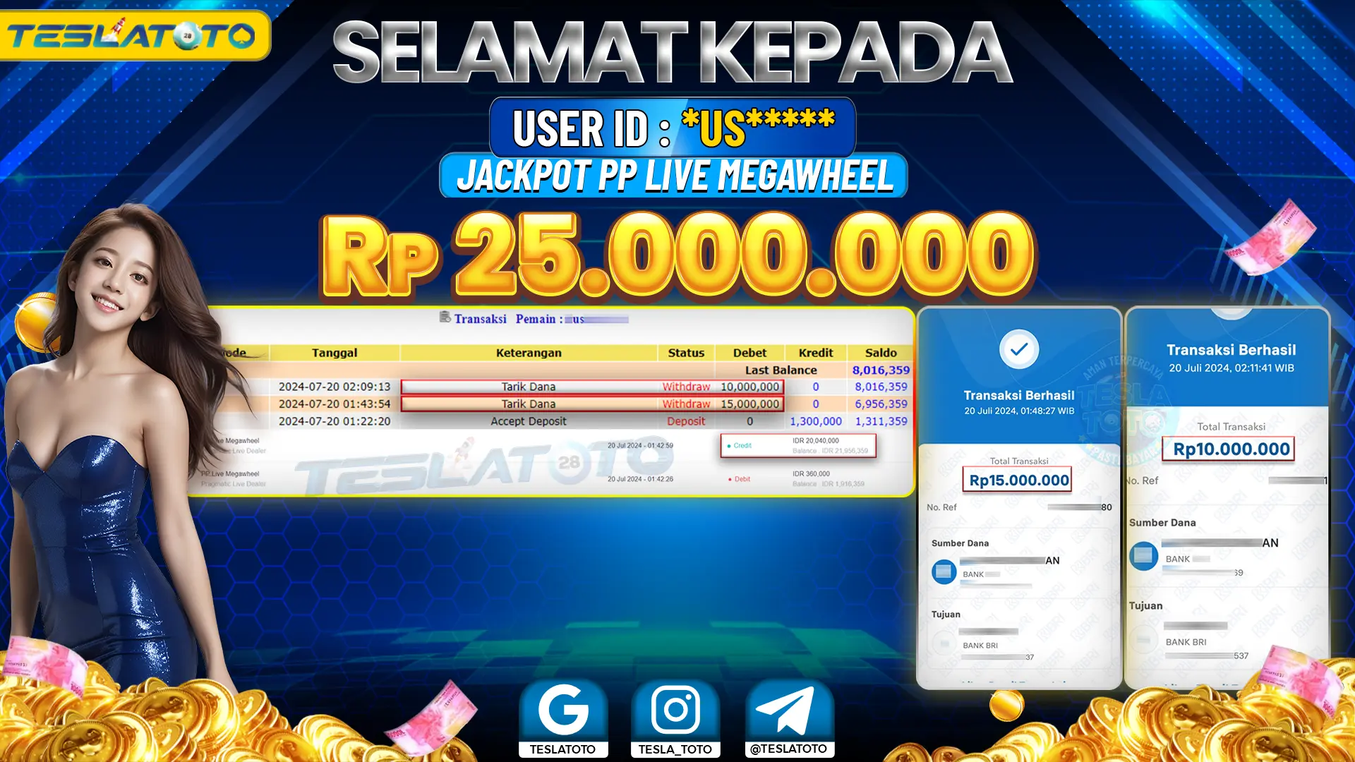 TESLATOTO JACKPOT CASINO PP LIVE MEGAWHEEL Rp. 25.000.000 LUNAS