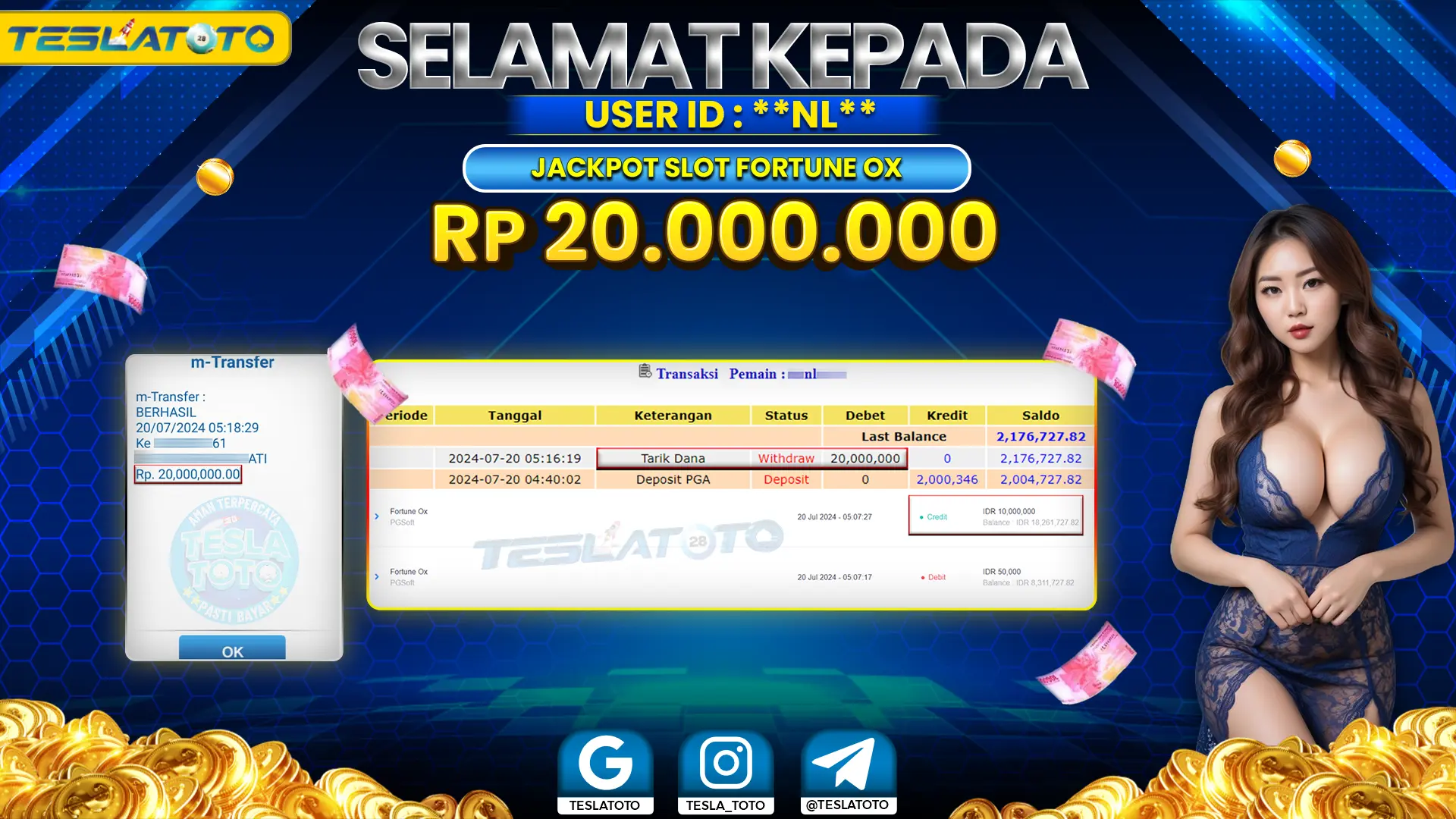 TESLATOTO JACKPOT SLOT FORTUNE OX Rp. 20.000.000 LUNAS