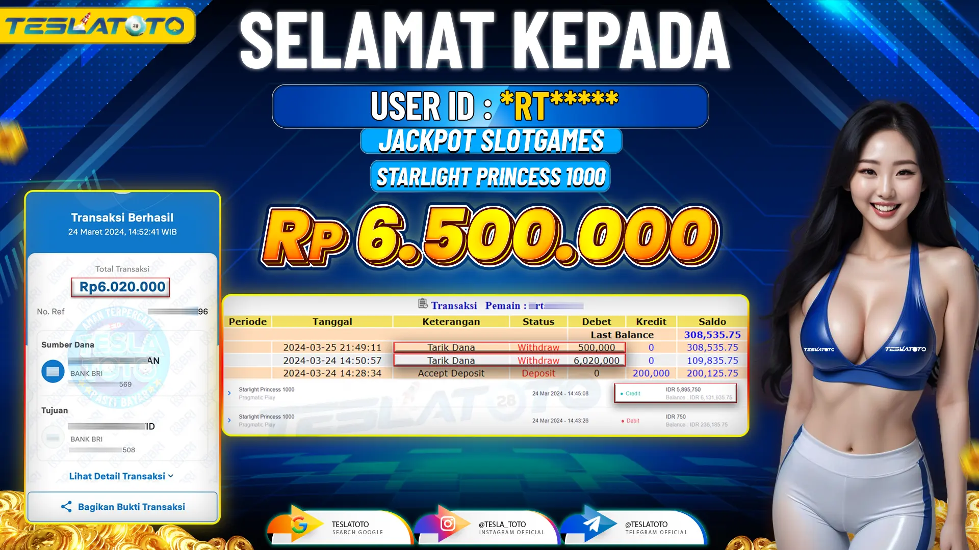 TESLATOTO JACKPOT SLOT STARLIGHT PRINCESS 1000 Rp. 6.500.000 LUNAS