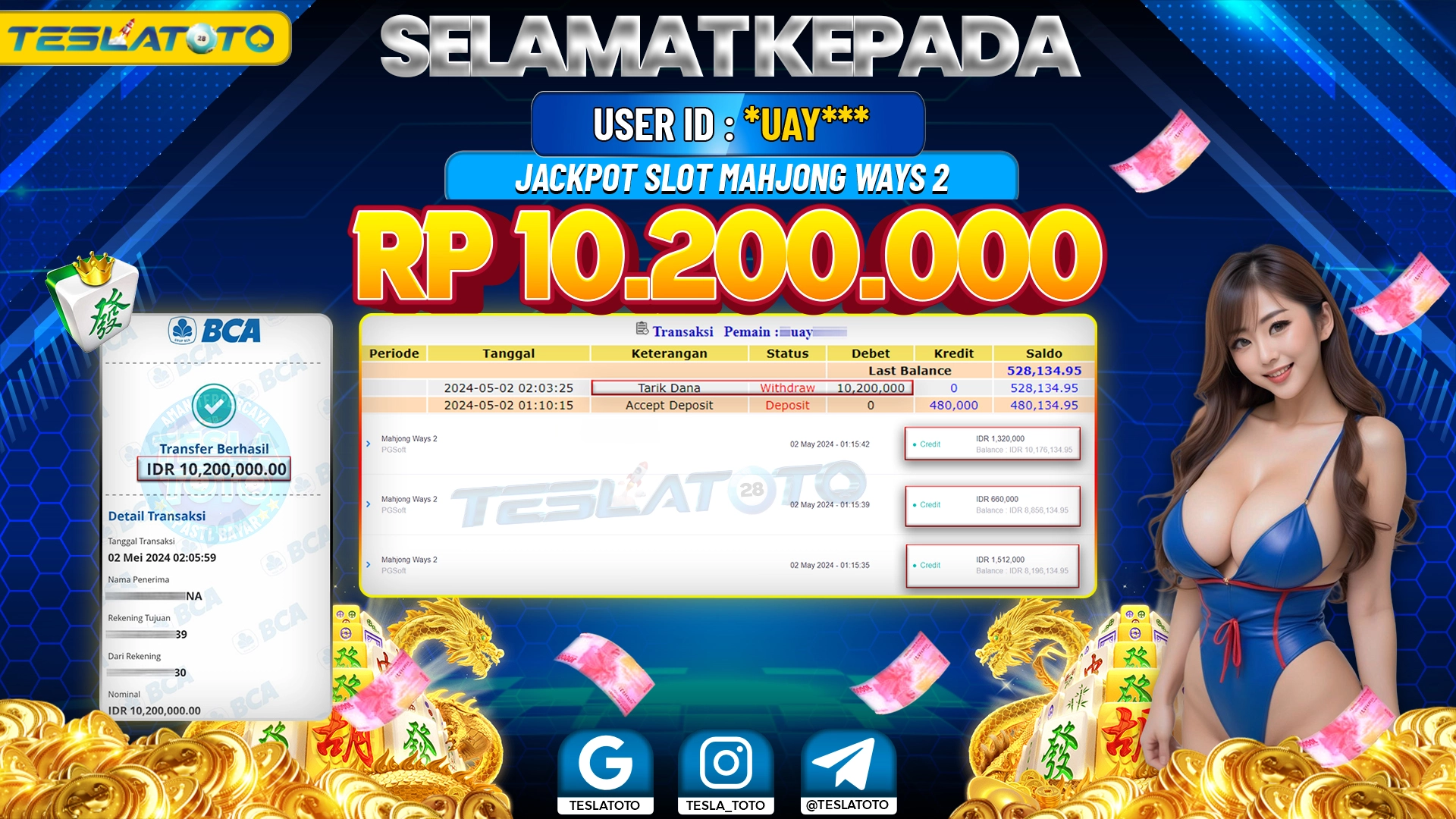 TESLATOTO JACKPOT SLOT MAHJONG WAYS 2 Rp. 10.200.000 LUNAS