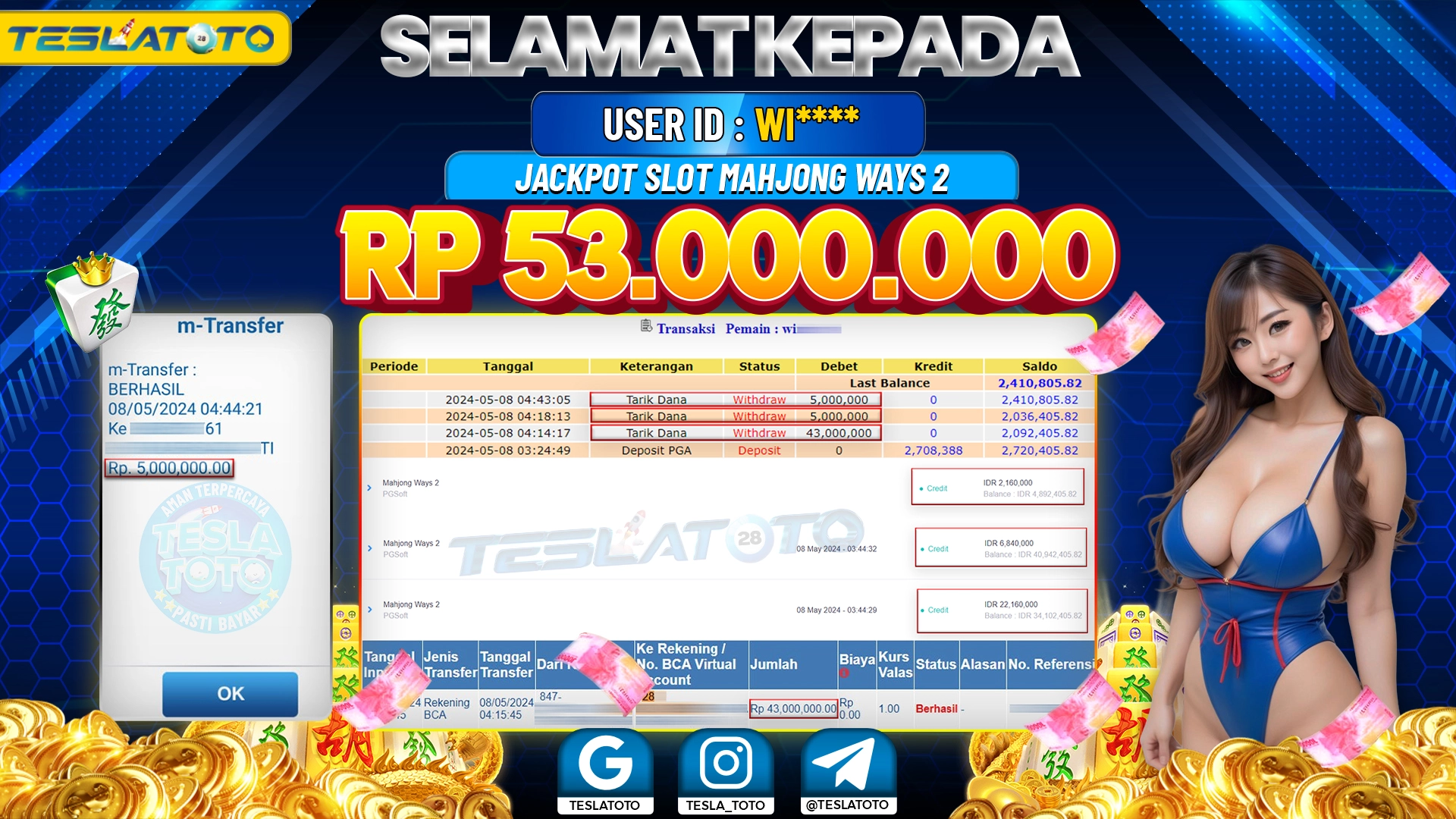 TESLATOTO JACKPOT SLOT MAHJONG WAYS 2 Rp. 53.000.000 LUNAS