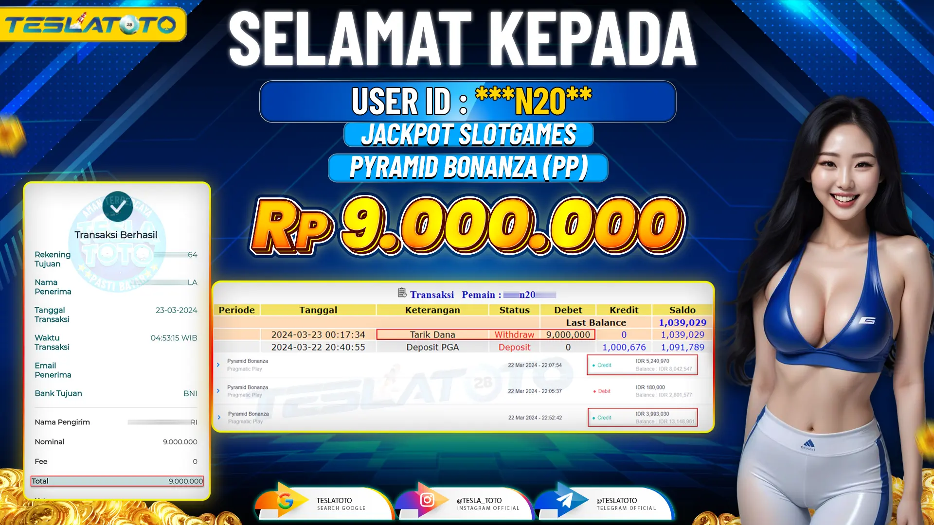 TESLATOTO JACKPOT SLOT PYRAMID BONANZA Rp. 9.000.000 LUNAS