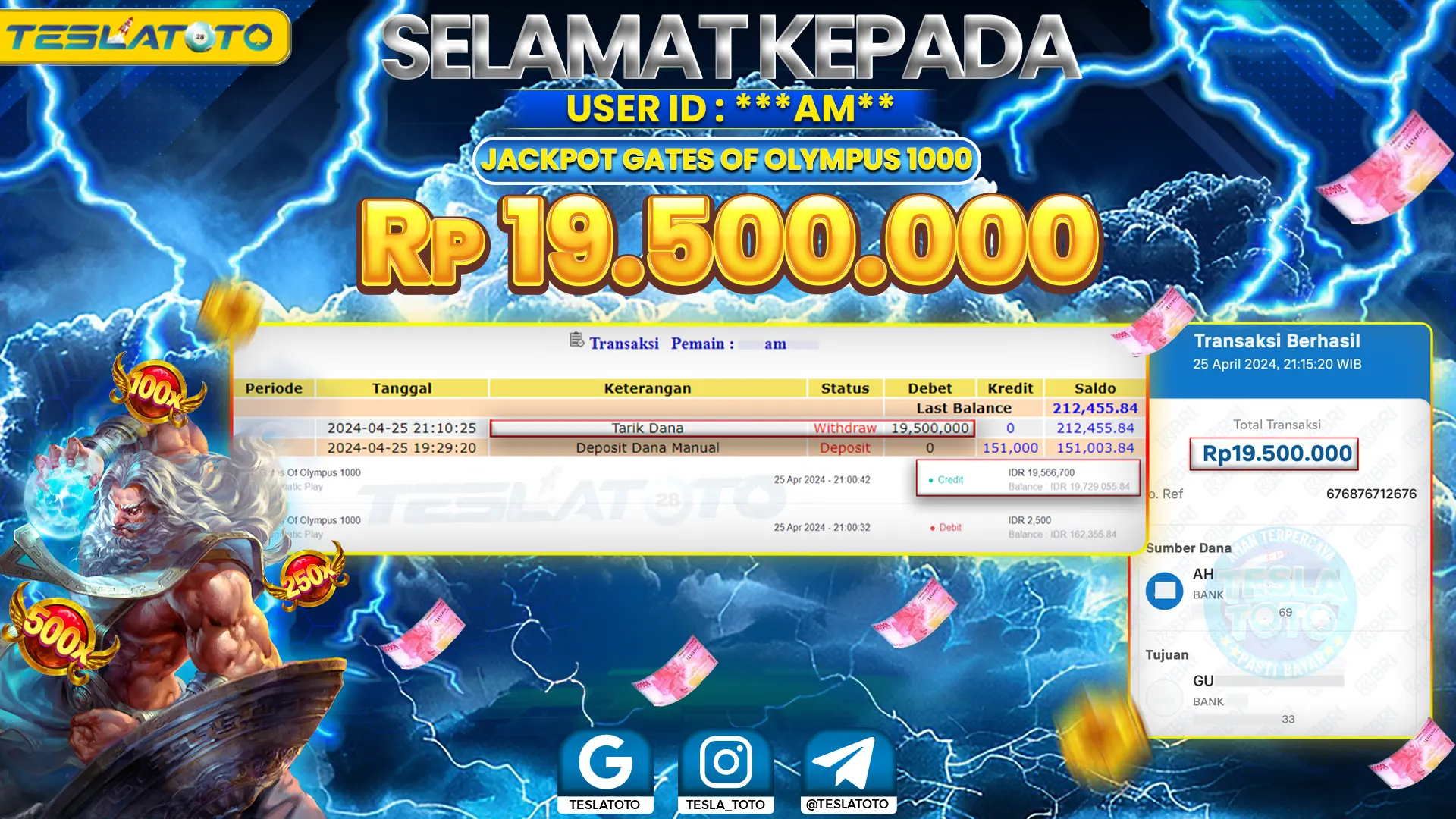 TESLATOTO JACKPOT SLOT GATES Of OLYMPUS 1000 Rp. 19.500.000 LUNAS