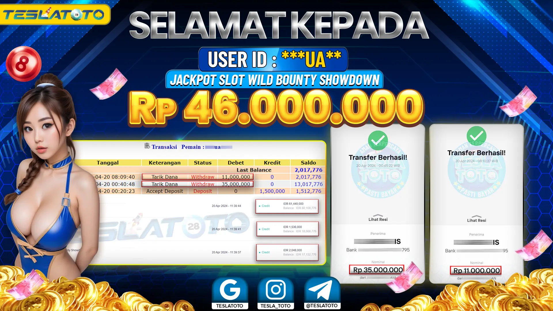 TESLATOTO JACKPOT SLOT WILD BOUNTY SHOWDOWN  Rp. 46.000.000 LUNAS