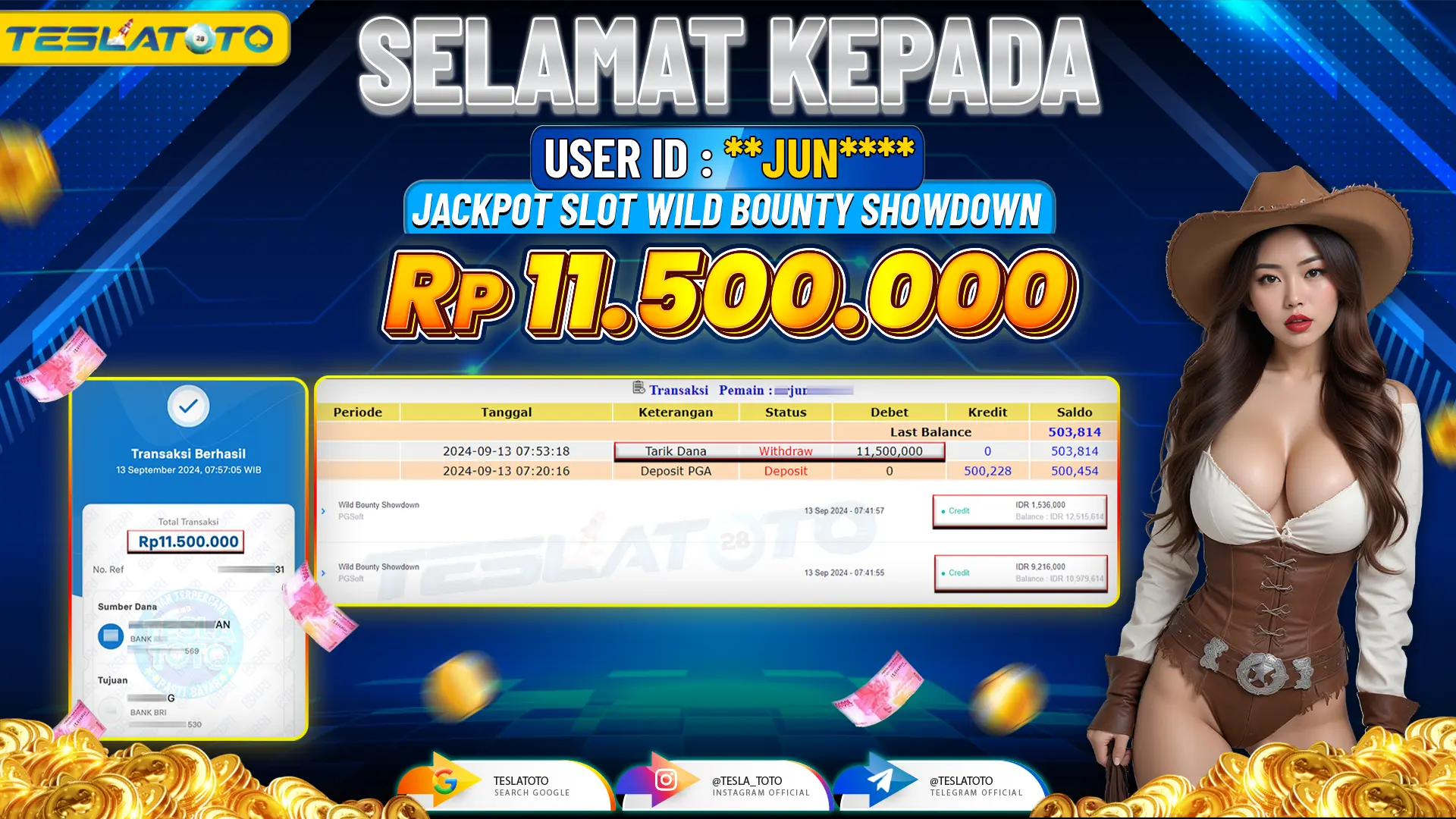 TESLATOTO JACKPOT SLOT WILD BOUNTY SHOWDOWN Rp. 11.500.000 LUNAS