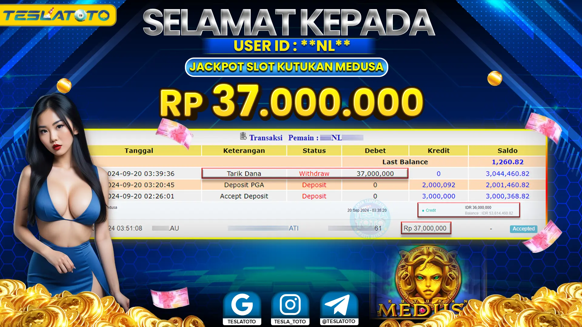 TESLATOTO JACKPOT SLOT KUTUKAN MEDUSA Rp. 37.000.000 LUNAS