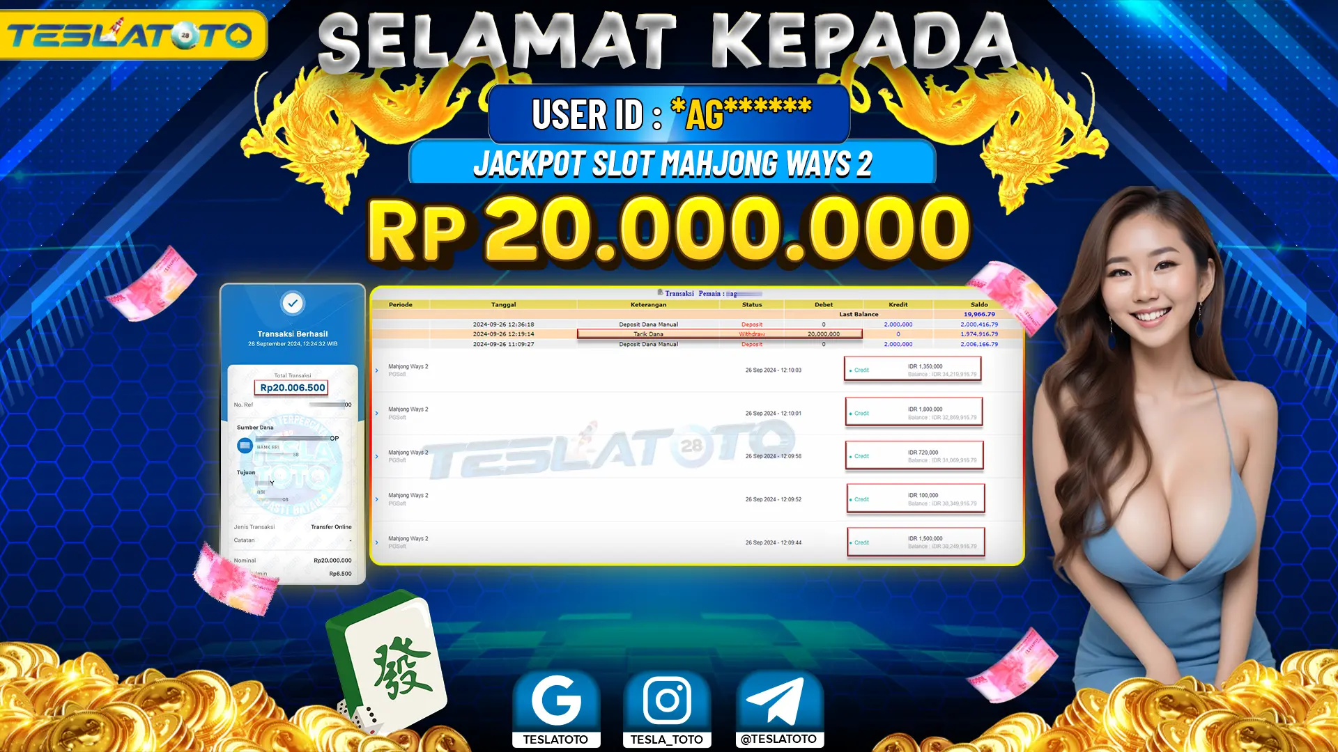 TESLATOTO JACKPOT SLOT MAHJONG WAYS 2 Rp. 20.000.000 LUNAS