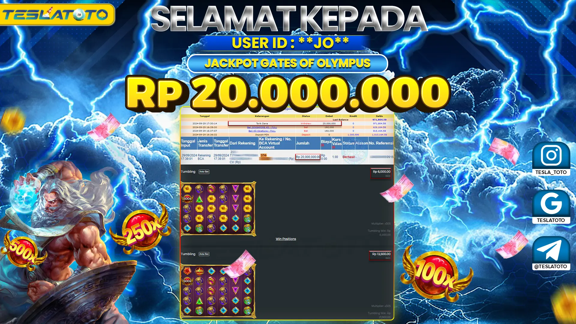 TESLATOTO JACKPOT SLOT GATES OF OLYMPUS Rp. 20.000.000 LUNAS