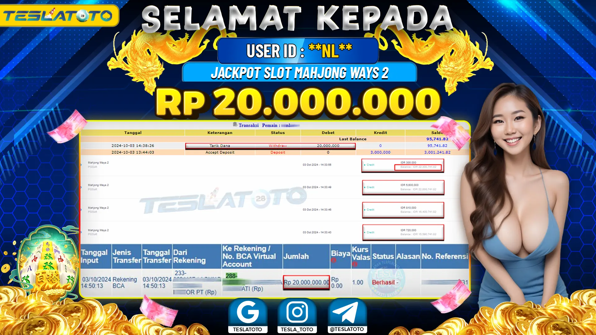 TESLATOTO JACKPOT SLOT MAHJONG WAYS 2 Rp. 20.000.000 LUNAS