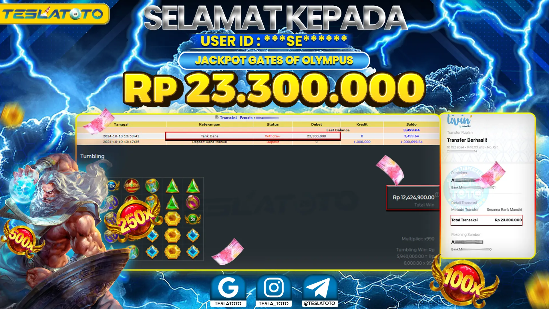 TESLATOTO JACKPOT SLOT GATES OF OLYMPUS Rp. 23.300.000 LUNAS