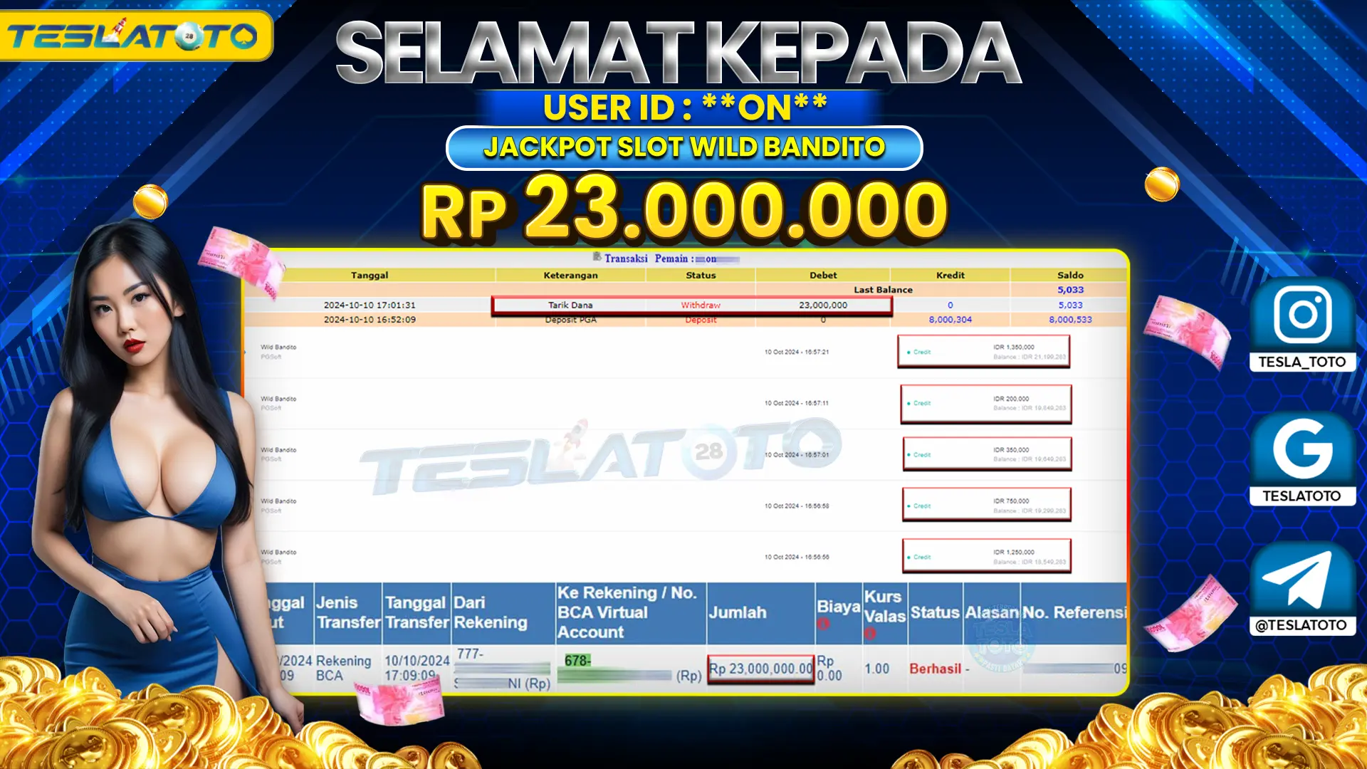 TESLATOTO JACKPOT SLOT WILD BANDITO Rp. 23.000.000 LUNAS