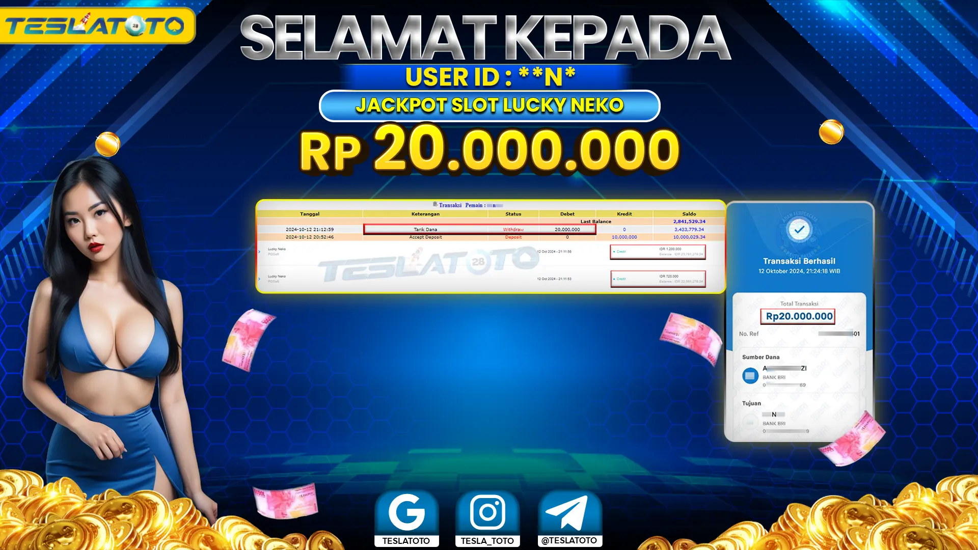 TESLATOTO JACKPOT SLOT LUCKY NEKO Rp. 20.000.000 LUNAS
