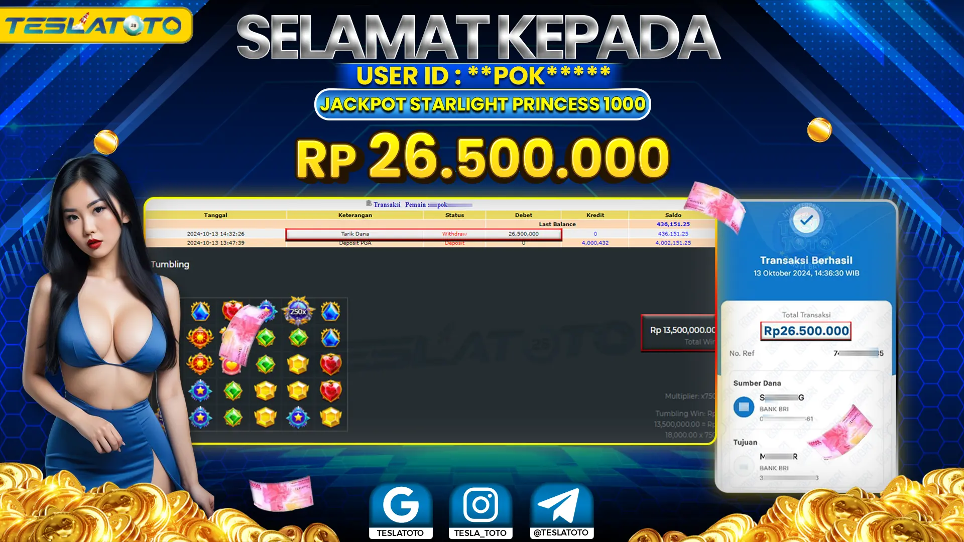 TESLATOTO JACKPOT STARLIGHT PRINCESS 1000 Rp. 26.500.000 LUNAS