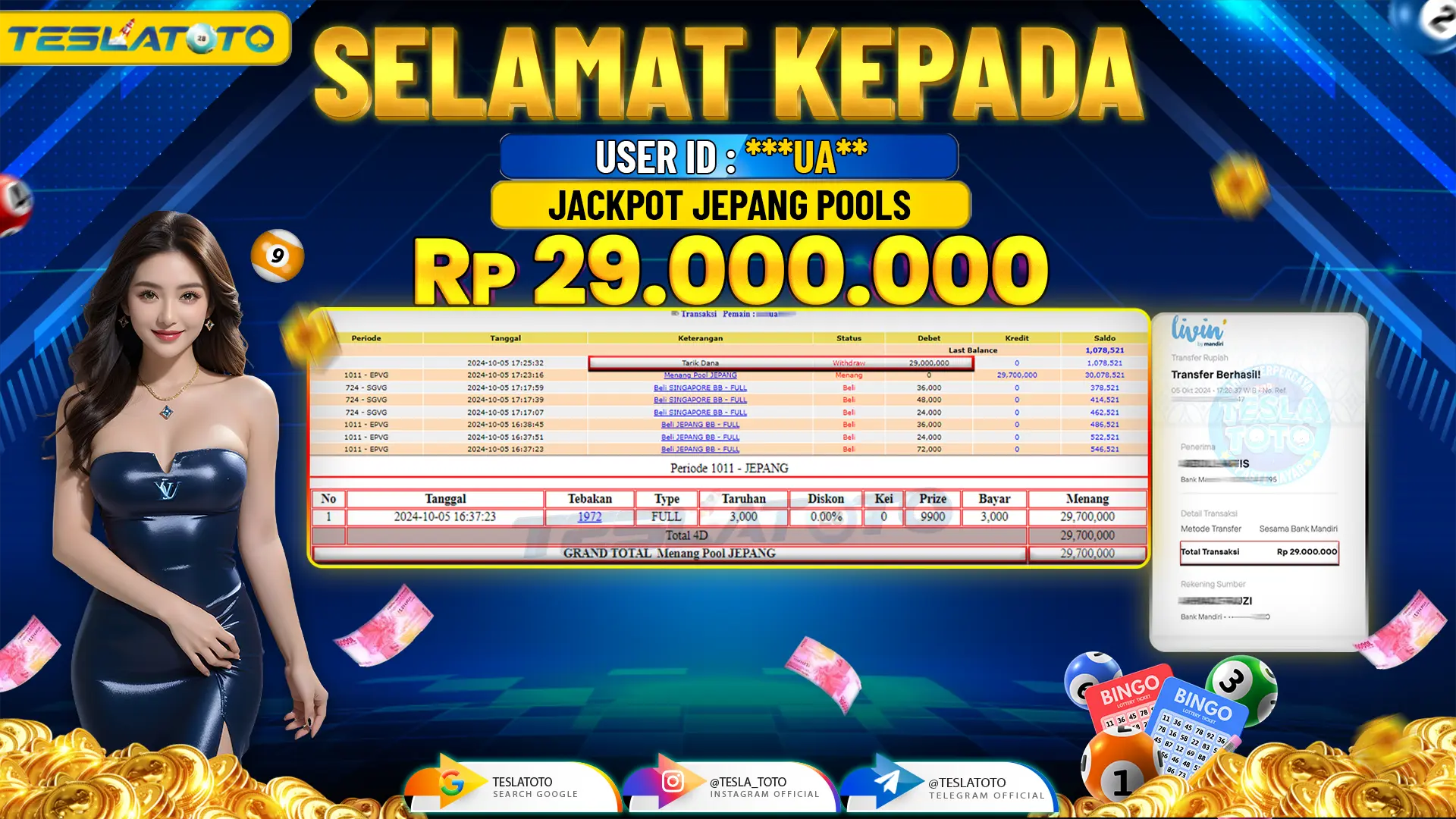 TESLATOTO JACKPOT JEPANG POOLS  Rp. 29.000.000 LUNAS