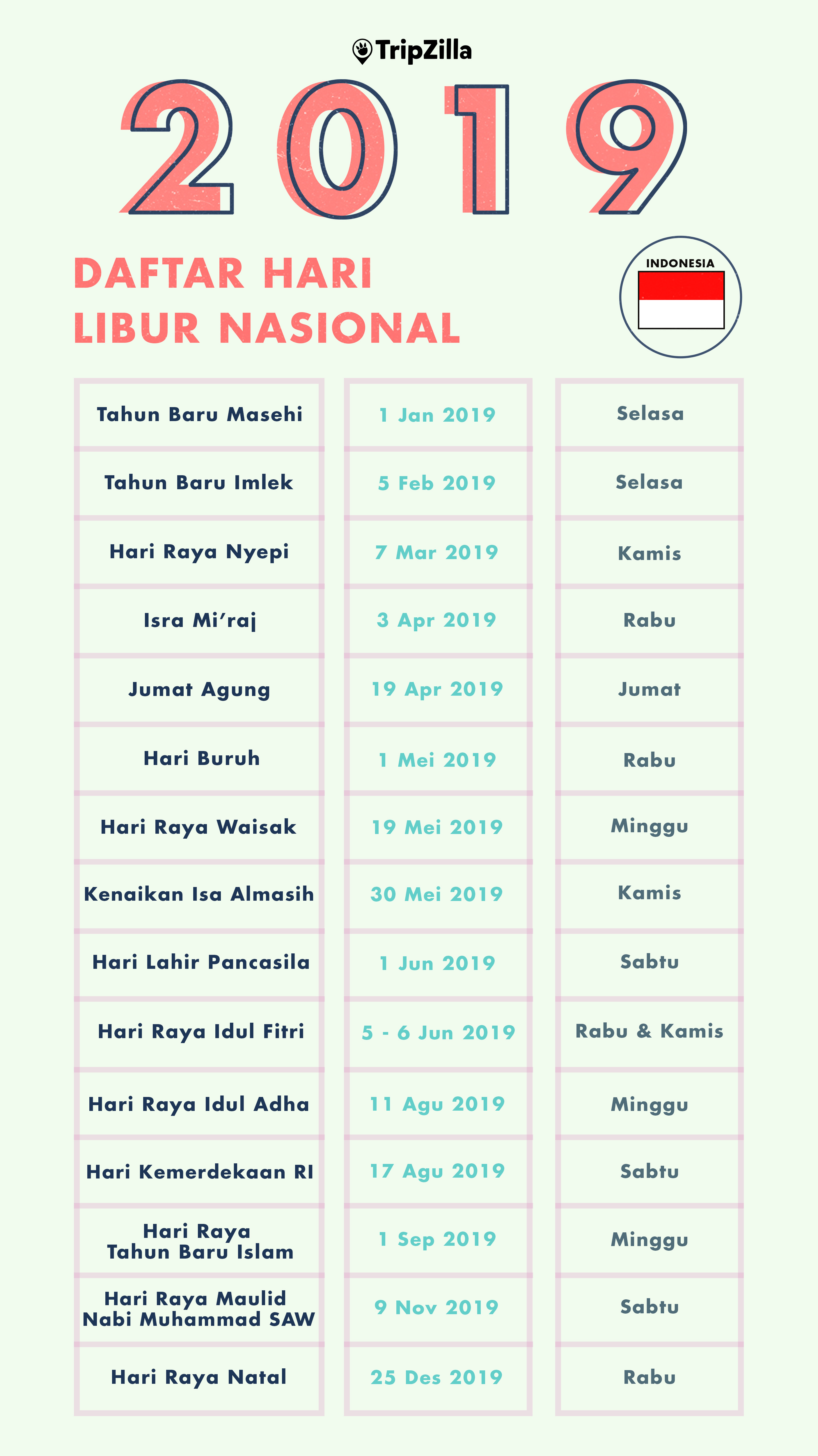 Kalender Libur Nasional 2019 Indonesia & Cara 