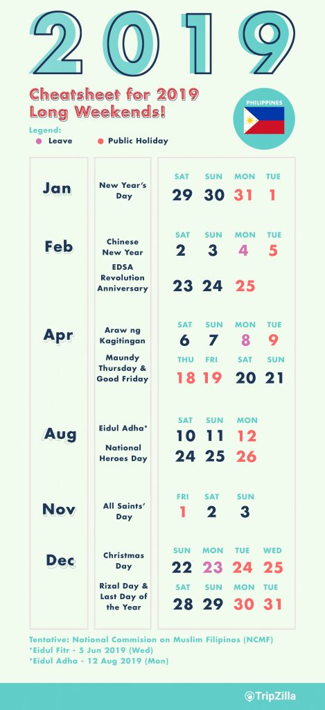 10 Long Weekends in the Philippines in 2019 with Calendar & Cheatsheet