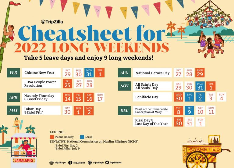 9 Long Weekends In The Philippines In 2022 Calendar And Cheat Sheet