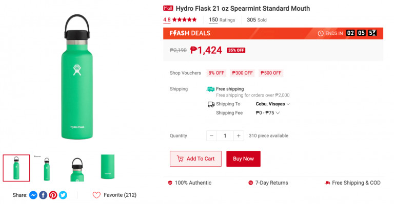 hydroflask green shopee fitness brands sale