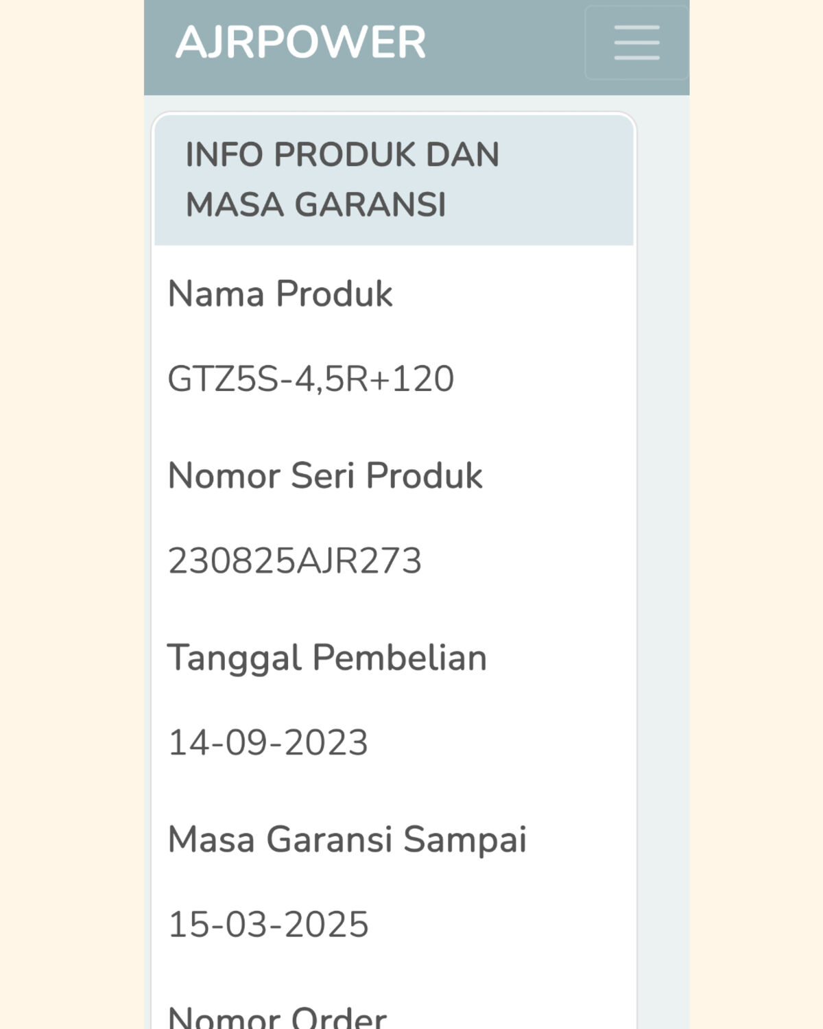 Tampilan hasil scan QR code