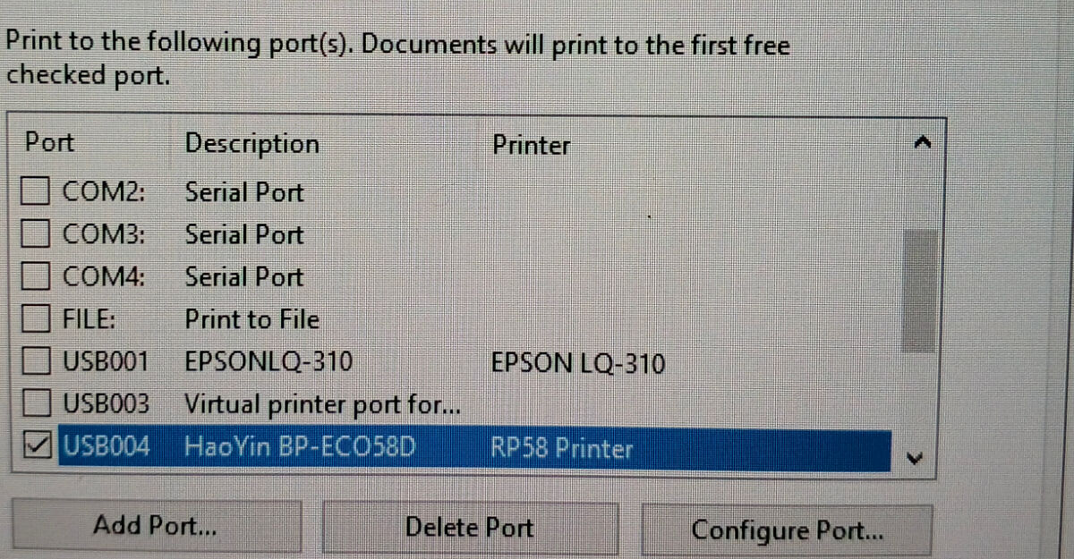 mengubah port printer