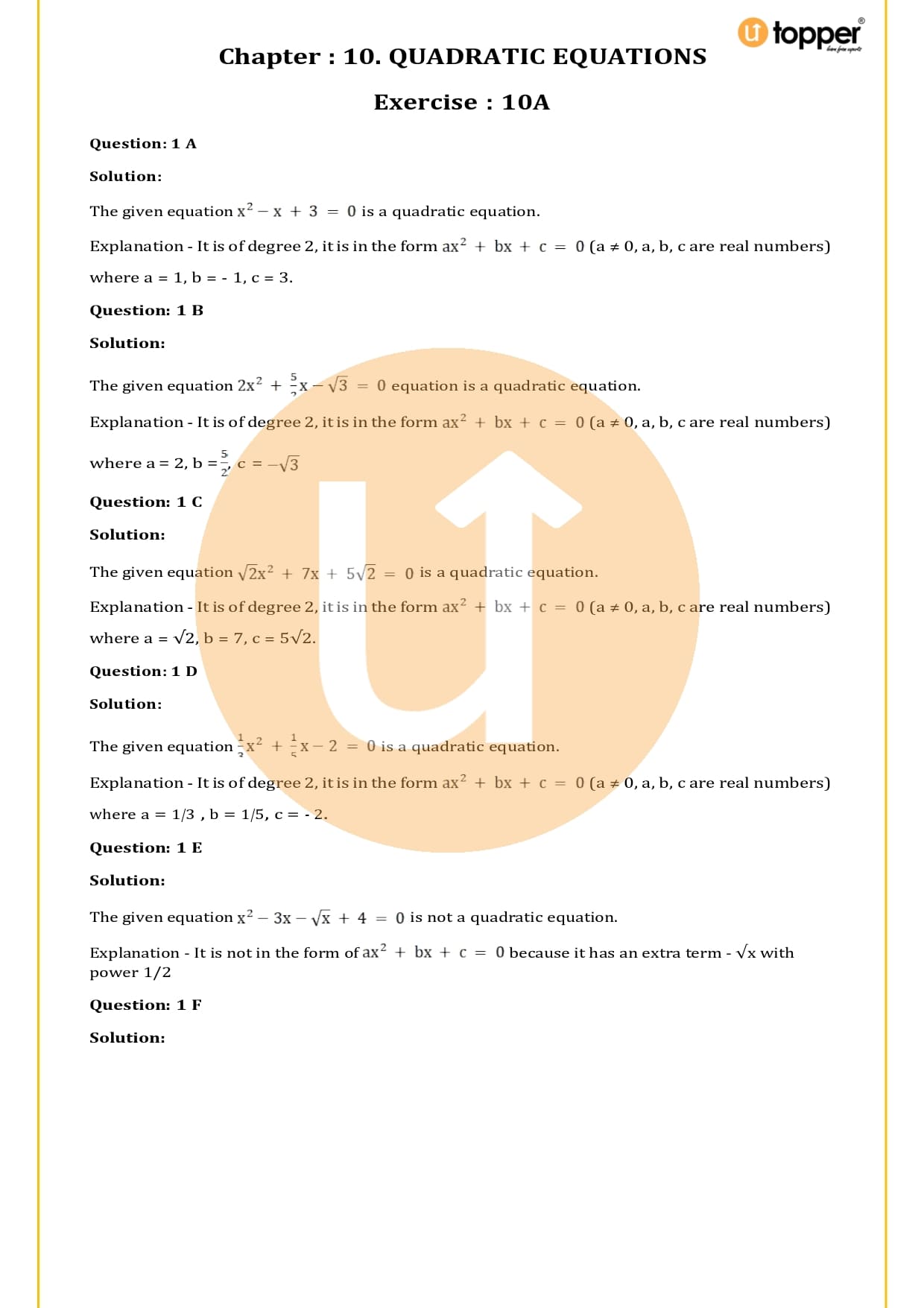 RS Aggarwal Class 10 Solutions Chapter 10