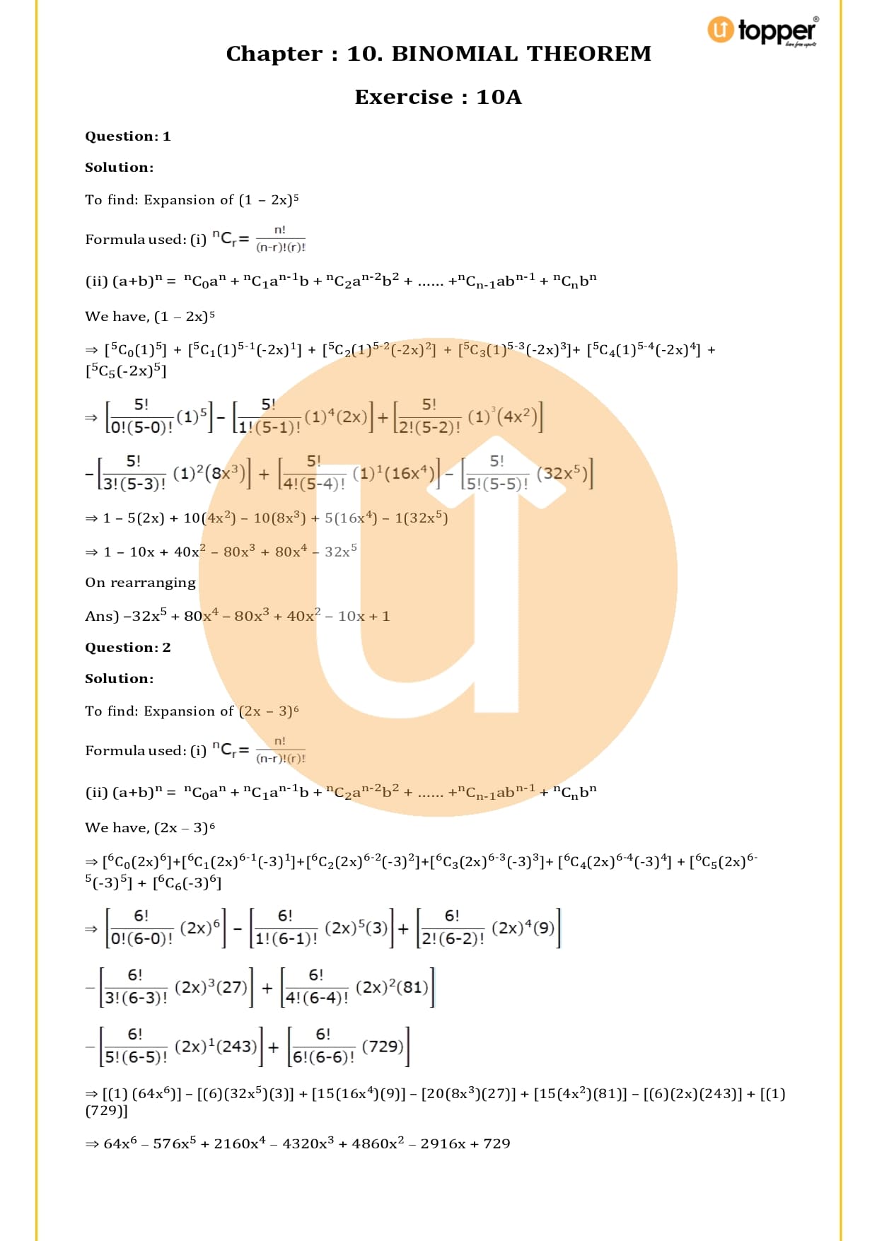 RS Aggarwal Class 11 Solutions Chapter 10
