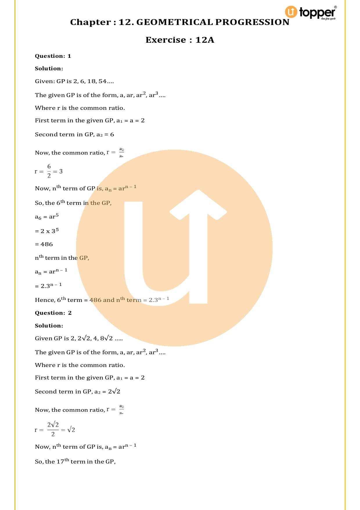 RS Aggarwal Class 11 Solutions Chapter 12