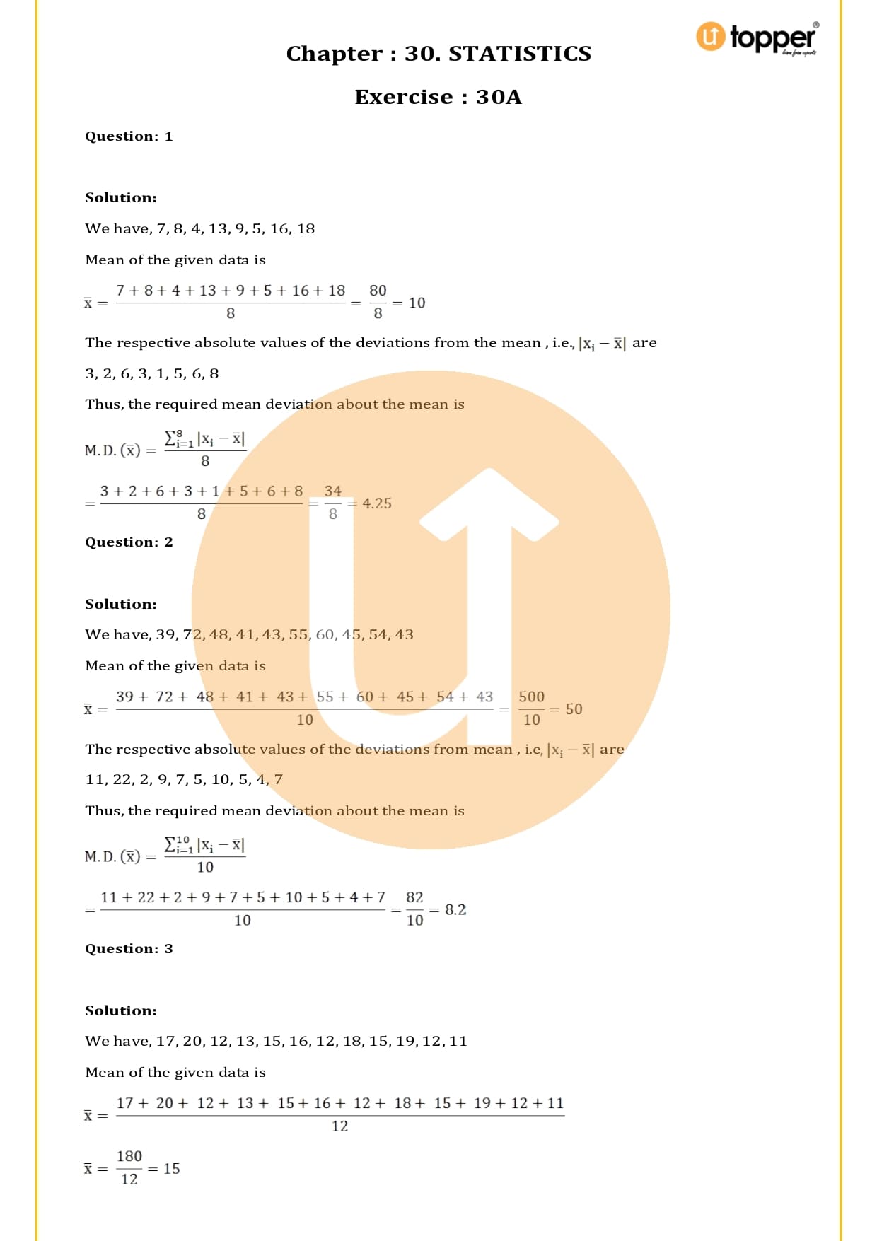 RS Aggarwal Class 11 Solutions Chapter 30