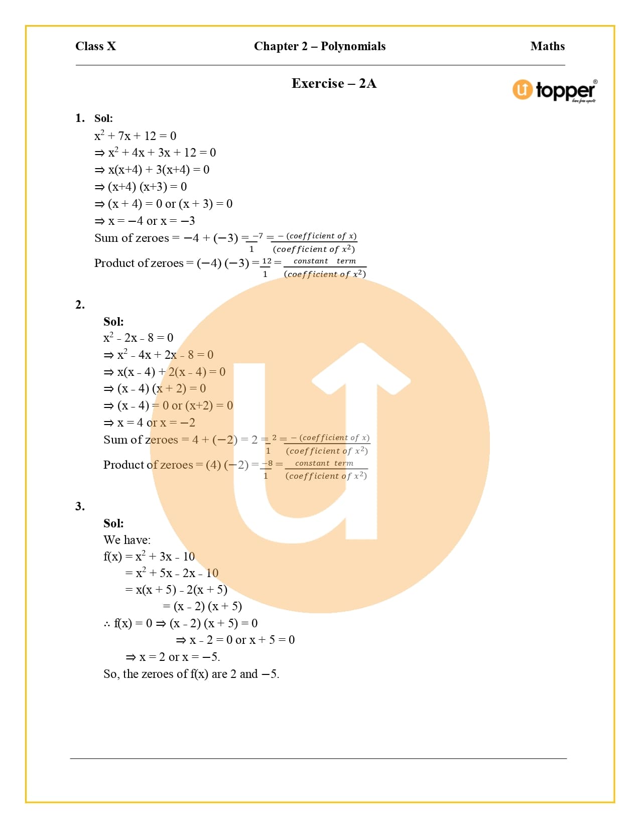 RS Aggarwal Class 10 Solutions chapter 2