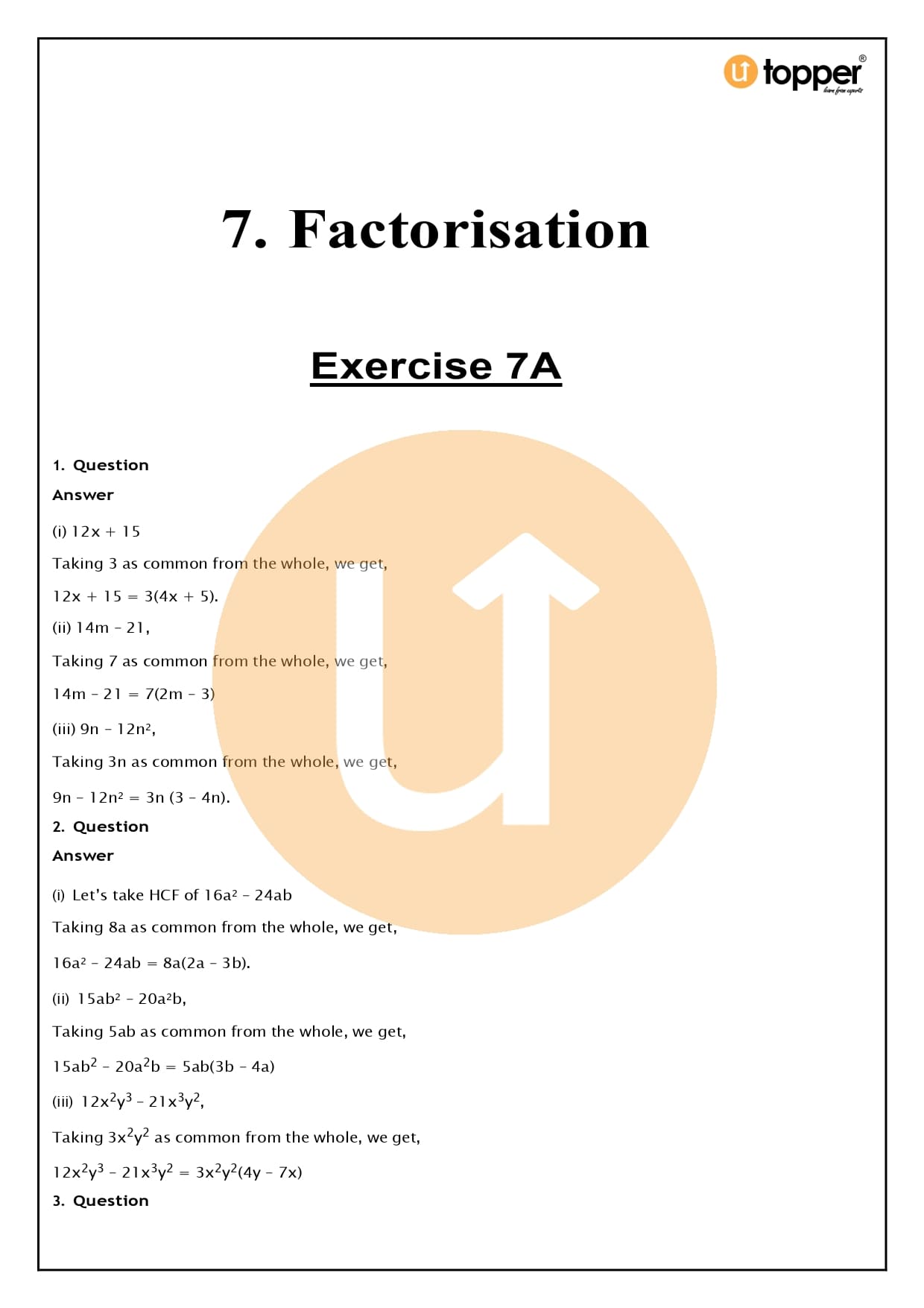 RS Aggarwal Class 8 Solutions Chapter 7