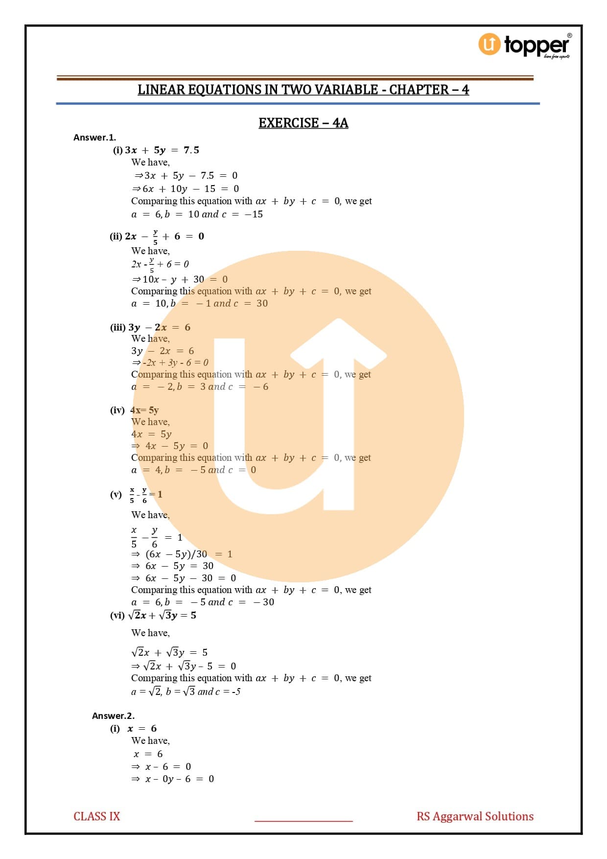 RS Aggarwal Class 9 Solutions Chapter 4