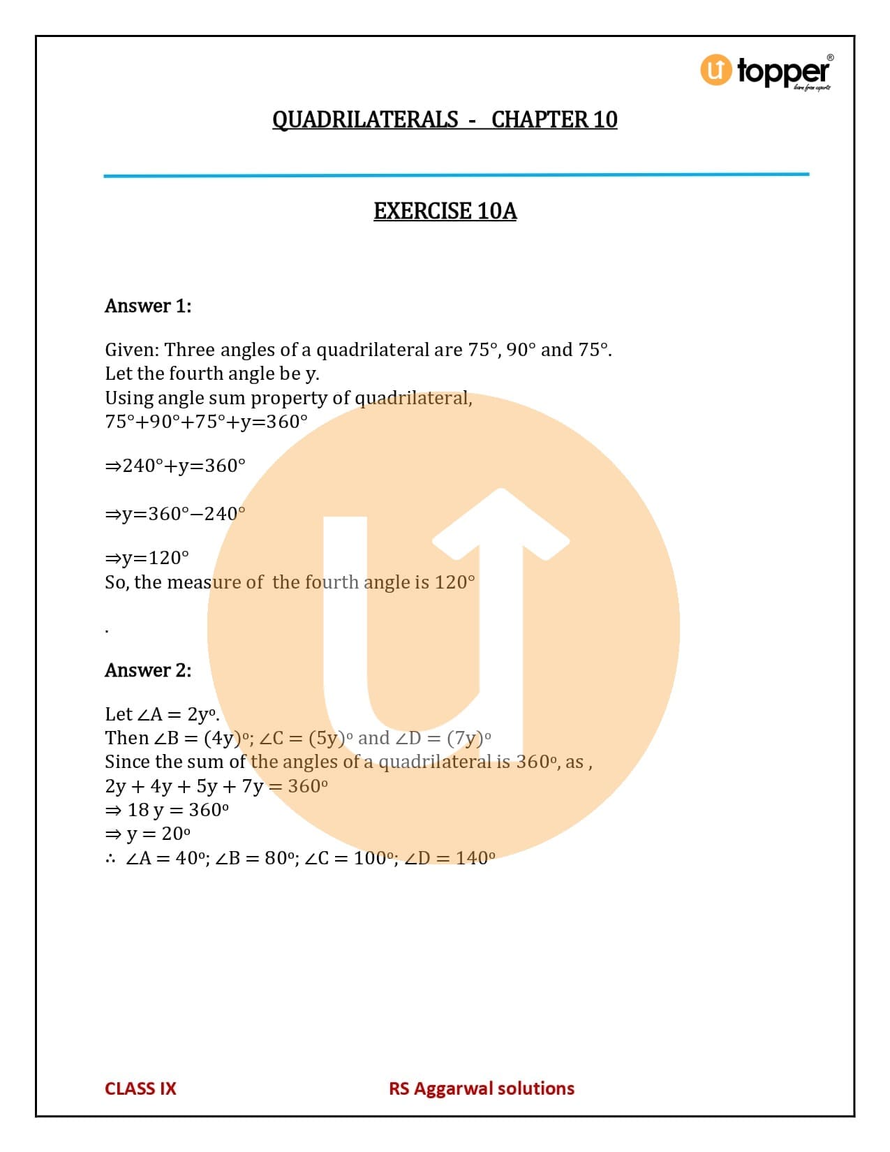 RS Aggarwal Class 9 Solutions Chapter 10