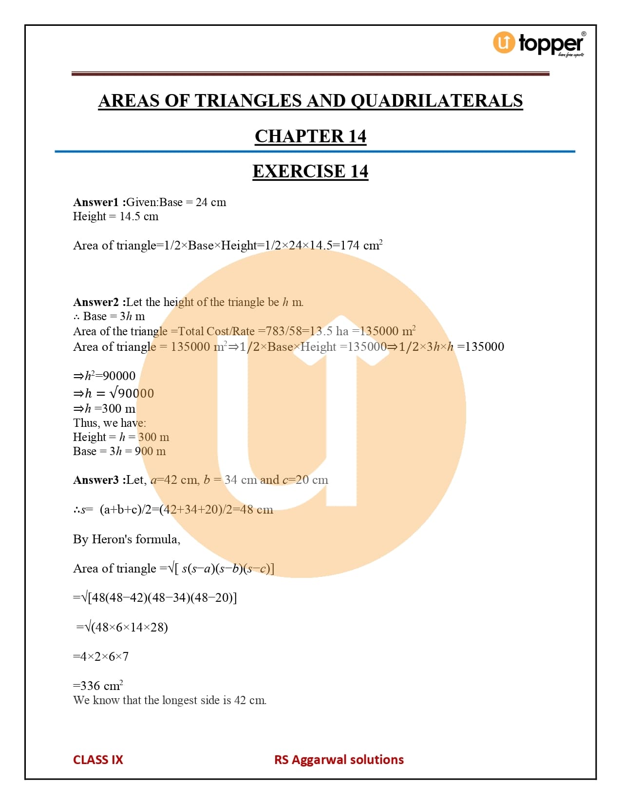 RS Aggarwal Class 9 Solutions Chapter 14