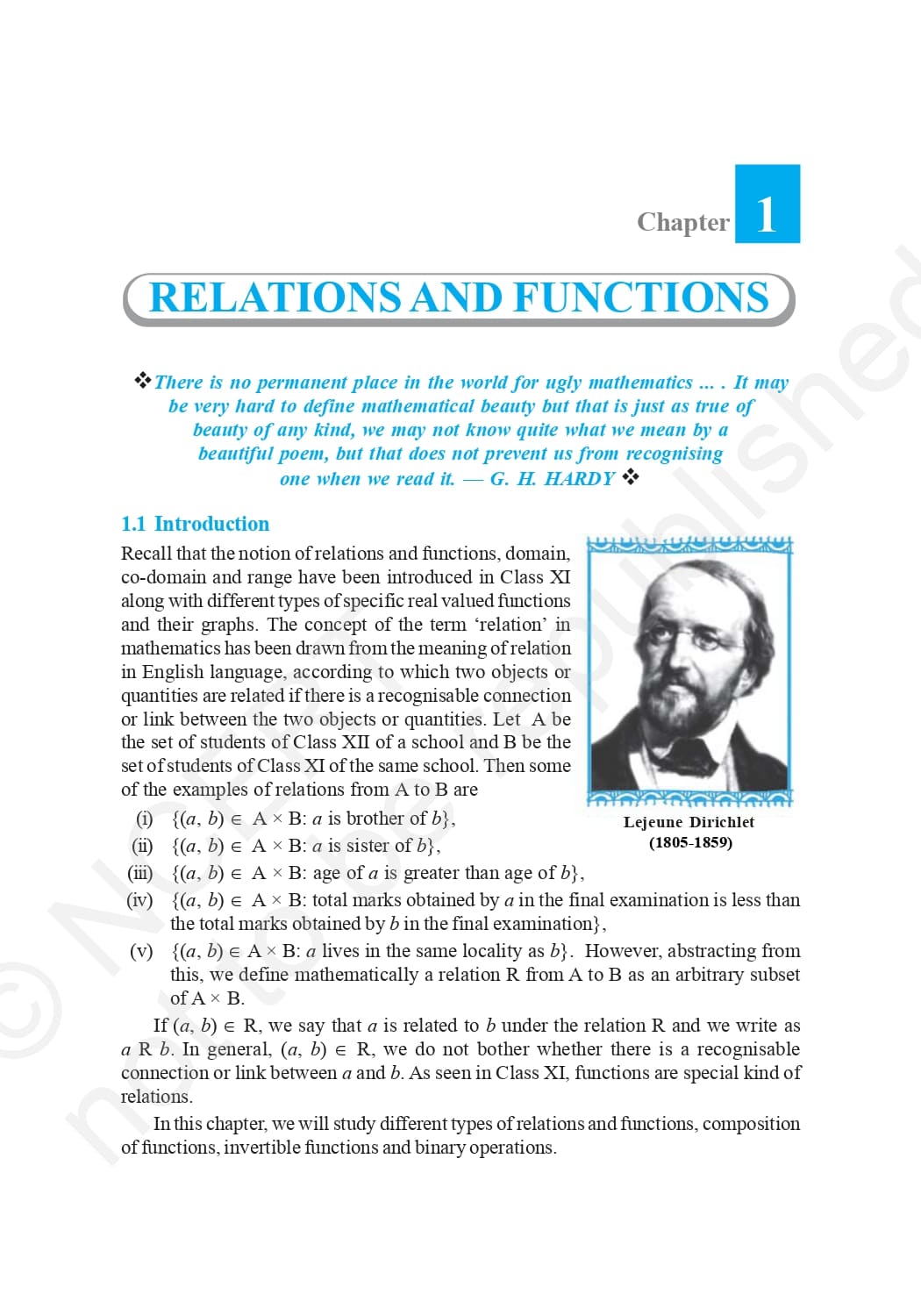 NCERT Book for Class 12 Maths Chapter 1 Relations and Functions