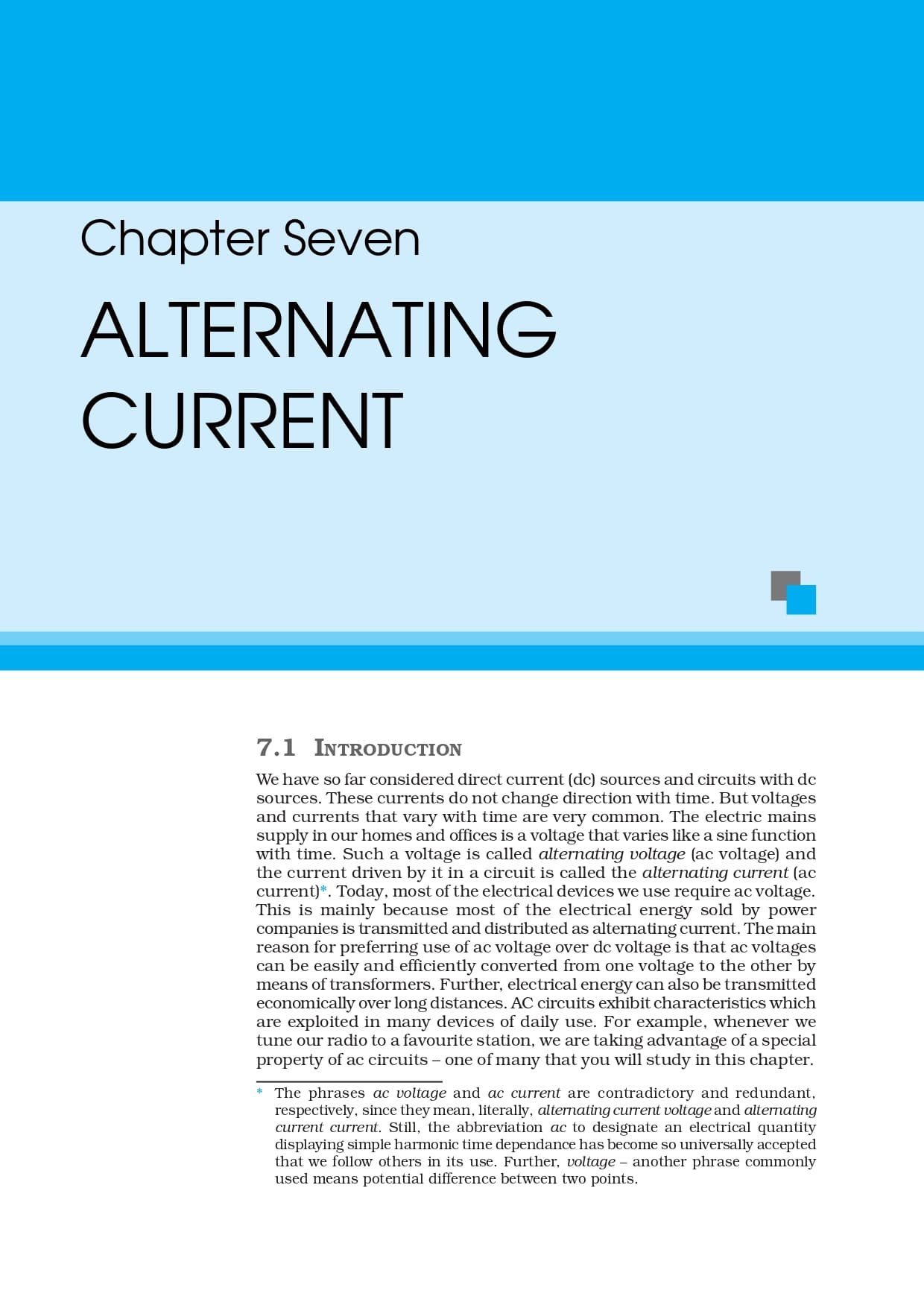 Ncert Book for Class 12 Physics Chapter 7 Alternating Current