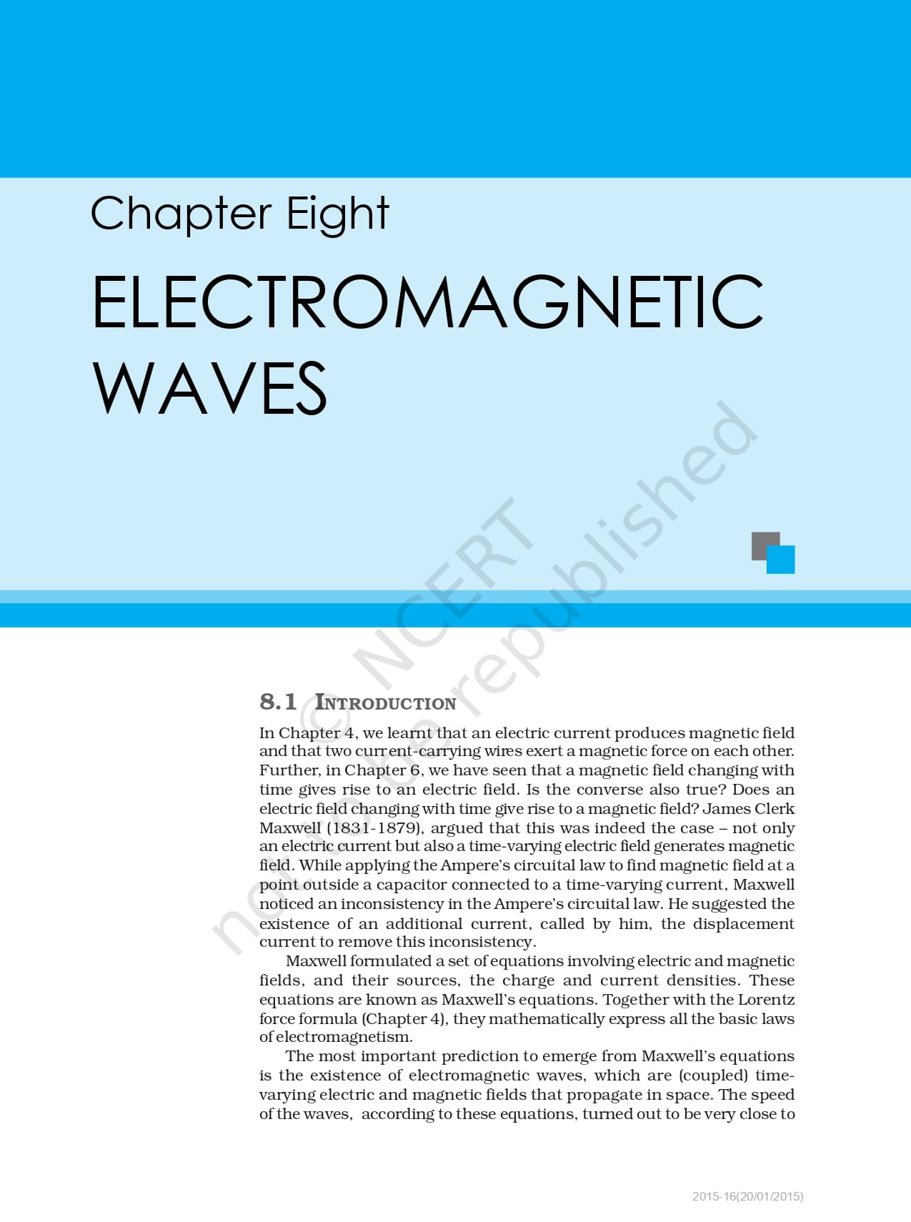 Ncert Book for Class 12 Physics Chapter 8 Electromagnetic Waves