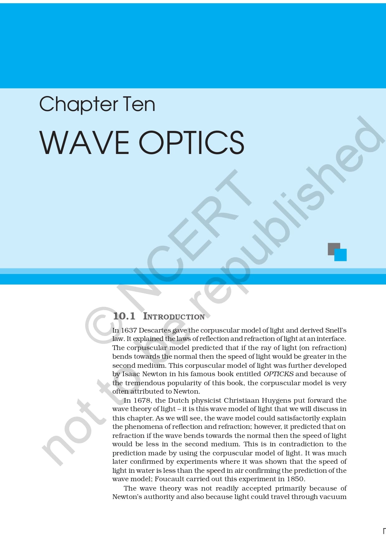 Ncert Book for Class 12 Physics Chapter 10 Wave Optics