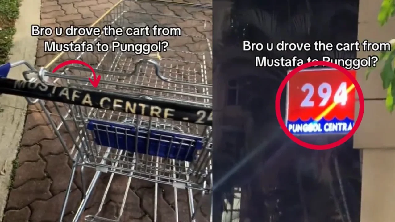 Mustafa Centre Trolley Spotted In Punggol, Netizens Joke It Took The MRT Or Time-Travelled There