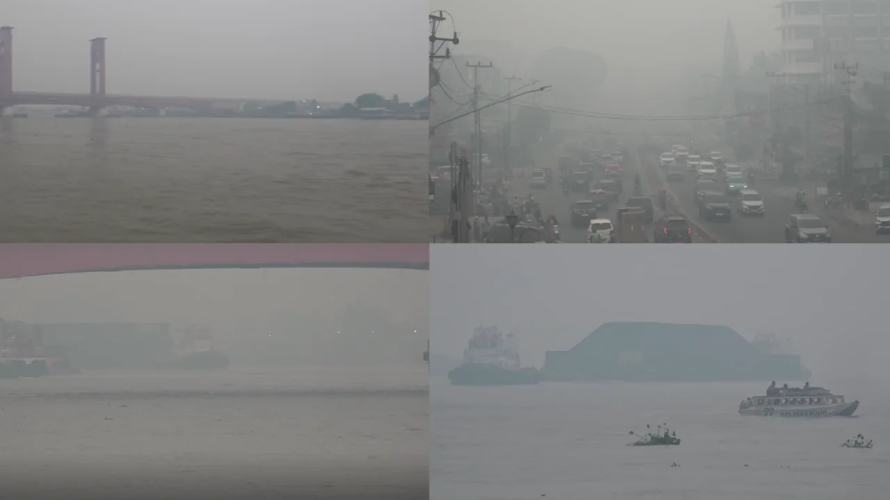 Indonesia Smog Crisis: Palembang’s Ampera Bridge Vanishes as PM2.5 Hits 1,036