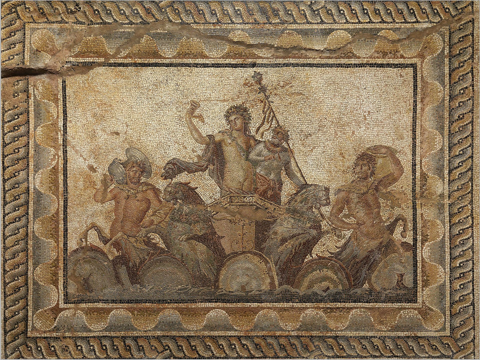 Dionysus, the Greek god of madness (among other things): from the Villa of Dionysus (second century AD) in Dion, Greece. Image from Wikimedia Commons.